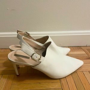 Elie Tahari, white heeled booties, size 9